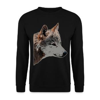 Tête de loup motif d’animal sauvage imprimé avec loup - Sweat-shirt Unisexe - noir - Devant - Alina (178cm) & Michal (187cm)