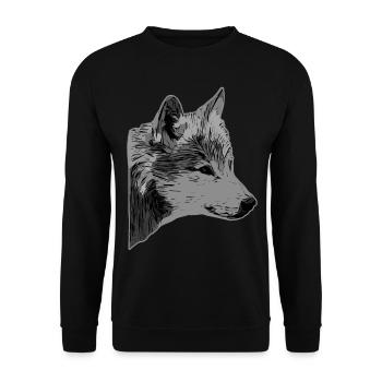 Tête de loup motif d’animal sauvage imprimé avec loup - Sweat-shirt Unisexe - noir - Devant - Alina (178cm) & Michal (187cm)