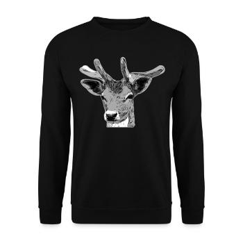 Deer Forest Animal Design - Unisex Sweatshirt - black - Front - Alina (178cm) & Michal (187cm)