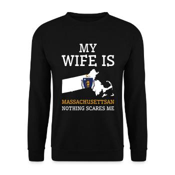 Nichts macht mir Angst Massachusettseine Frau - Unisex Pullover - Schwarz - Vorne - Alina (178cm) & Michal (187cm)