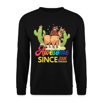 Awesome Since 2006 Year of birth sheep anniversary - Unisex Sweatshirt - black - Front - Alina (178cm) & Michal (187cm)