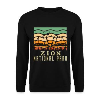 Zion National Park Utah Wandern Camping Outdoor - Unisex Pullover - Schwarz - Vorne - Alina (178cm) & Michal (187cm)