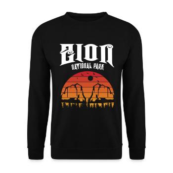 Zion National Park Utah Wandern Camping Outdoor - Unisex Pullover - Schwarz - Vorne - Alina (178cm) & Michal (187cm)