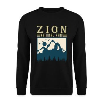 Zion National Park Utah Wandern Camping Outdoor - Unisex Pullover - Schwarz - Vorne - Alina (178cm) & Michal (187cm)