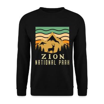 Zion National Park Utah Wandern Camping Outdoor - Unisex Pullover - Schwarz - Vorne - Alina (178cm) & Michal (187cm)
