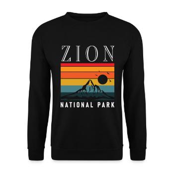 Zion National Park Utah Wandern Camping Outdoor - Unisex Pullover - Schwarz - Vorne - Alina (178cm) & Michal (187cm)