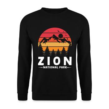 Zion National Park Utah Wandern Camping Outdoor - Unisex Pullover - Schwarz - Vorne - Alina (178cm) & Michal (187cm)