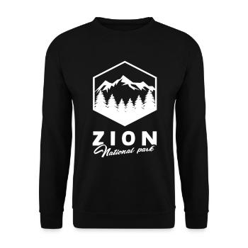 Zion National Park Utah Wandern Camping Outdoor - Unisex Pullover - Schwarz - Vorne - Alina (178cm) & Michal (187cm)