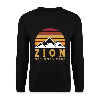 Zion National Park Utah Wandern Camping Outdoor - Unisex Pullover - Schwarz - Vorne - Alina (178cm) & Michal (187cm)