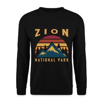 Zion National Park Utah Wandern Camping Outdoor - Unisex Pullover - Schwarz - Vorne - Alina (178cm) & Michal (187cm)