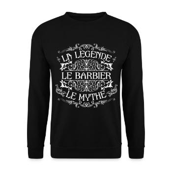 Barbier | meilleur Barbier | la légende le mythe - Sweat-shirt Unisexe - noir - Devant - Alina (178cm) & Michal (187cm)