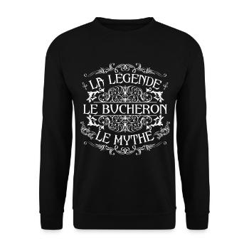 Bucheron | meilleur Bucheron | la légende le mythe - Sweat-shirt Unisexe - noir - Devant - Alina (178cm) & Michal (187cm)