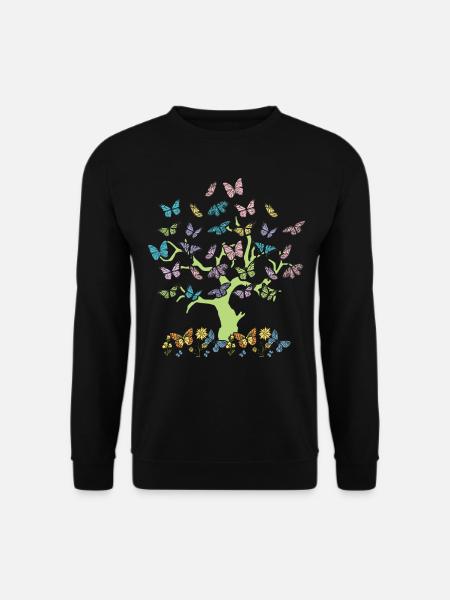 Bunte Schmetterlinge Wald Natur Bäume Bewahrung - Unisex Pullover - Schwarz