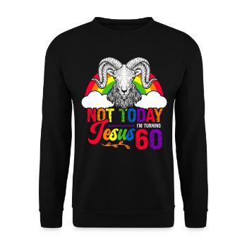 Nicht Heute Jesus Ich Werde 60 Regenbogenschaf - Unisex Pullover - Schwarz - Vorne - Alina (178cm) & Michal (187cm)