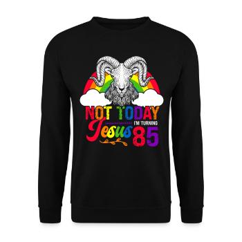Nicht Heute Jesus Ich Werde 85 Regenbogenschaf - Unisex Pullover - Schwarz - Vorne - Alina (178cm) & Michal (187cm)