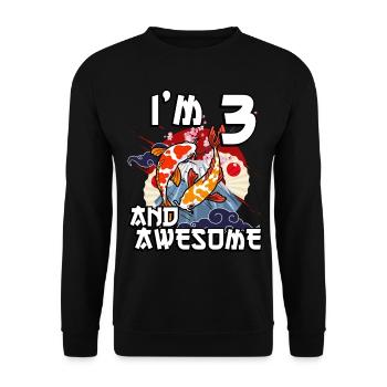 I'm 3 and awesome Japanese carp koi - Unisex Sweatshirt - black - Front - Alina (178cm) & Michal (187cm)