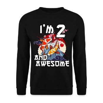 I'm 2 and awesome Japanese carp koi - Unisex Sweatshirt - black - Front - Alina (178cm) & Michal (187cm)