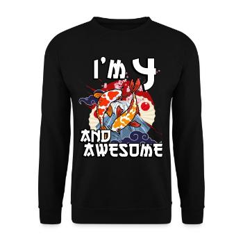 I'm 4 and awesome Japanese carp koi - Unisex Sweatshirt - black - Front - Alina (178cm) & Michal (187cm)