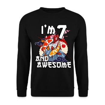 I' and awesome Japanese carp koi - Unisex Sweatshirt - black - Front - Alina (178cm) & Michal (187cm)