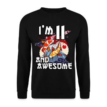 I'm 11 and awesome Japanese carp koi - Unisex Sweatshirt - black - Front - Alina (178cm) & Michal (187cm)
