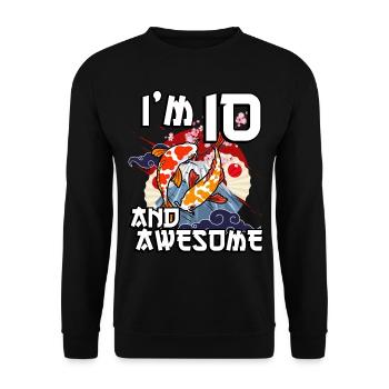 I'm 10 and awesome Japanese carp koi - Unisex Sweatshirt - black - Front - Alina (178cm) & Michal (187cm)