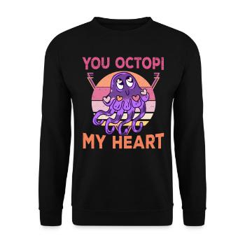 Tintenfisch Krake Oktopus Meer Tentakel Kraken - Unisex Pullover - Schwarz - Vorne - Alina (178cm) & Michal (187cm)