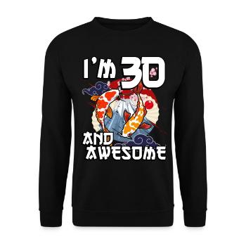 I'm 30 and awesome Japanese carp koi - Unisex Sweatshirt - black - Front - Alina (178cm) & Michal (187cm)