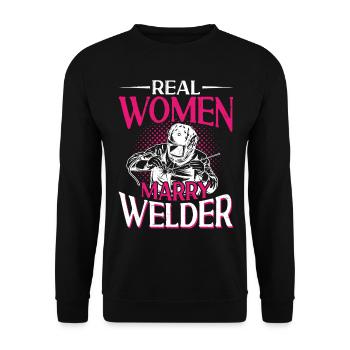 Welder Welding Wife Marriage - Unisex Pullover - Schwarz - Vorne - Alina (178cm) & Michal (187cm)
