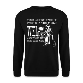 Welder Welding Vintage There Are - Unisex Pullover - Schwarz - Vorne - Alina (178cm) & Michal (187cm)