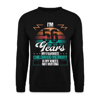 56 Year Old Knee Injury Humor Funny Birthday Idea - Unisex Pullover - Schwarz - Vorne - Alina (178cm) & Michal (187cm)