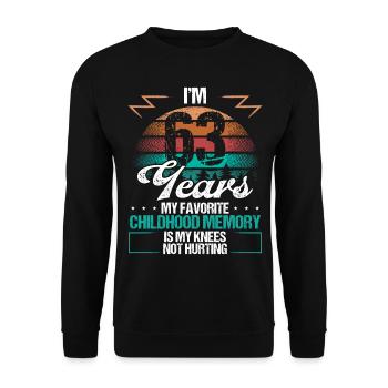 63 Year Old Knee Injury Humor Funny Birthday Idea - Unisex Pullover - Schwarz - Vorne - Alina (178cm) & Michal (187cm)