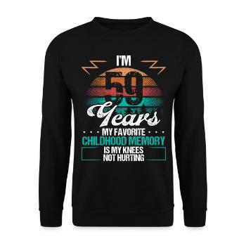 59 Year Old Knee Injury Humor Funny Birthday Idea - Unisex Pullover - Schwarz - Vorne - Alina (178cm) & Michal (187cm)