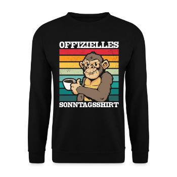 Affen Kaffee - Offizielles Sonntagsshirt Orang-Uta - Unisex Pullover - Schwarz - Vorne - Alina (178cm) & Michal (187cm)