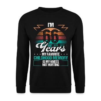 66 Year Old Knee Injury Humor Funny Birthday Idea - Unisex Pullover - Schwarz - Vorne - Alina (178cm) & Michal (187cm)
