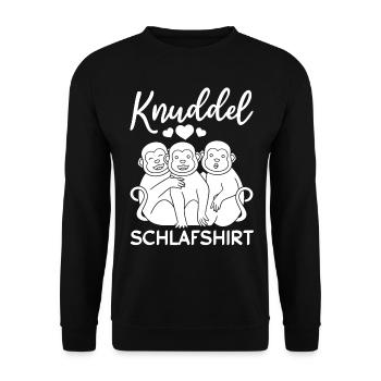 Knuddel Schlafshirt Affen - Süße Affen Orang-Utan - Unisex Pullover - Schwarz - Vorne - Alina (178cm) & Michal (187cm)