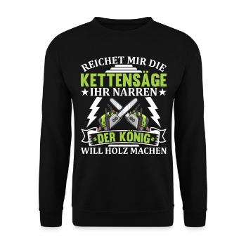 Förster - Reichet mir die Kettensäge Holzfäller Wa - Unisex Pullover - Schwarz - Vorne - Alina (178cm) & Michal (187cm)