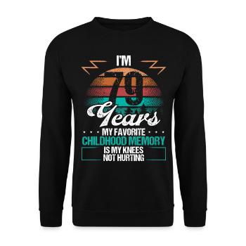 79 Year Old Knee Injury Humor Funny Birthday Idea - Unisex Pullover - Schwarz - Vorne - Alina (178cm) & Michal (187cm)