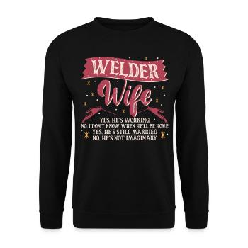 Welder Welding Wife Welder Wife - Unisex Pullover - Schwarz - Vorne - Alina (178cm) & Michal (187cm)
