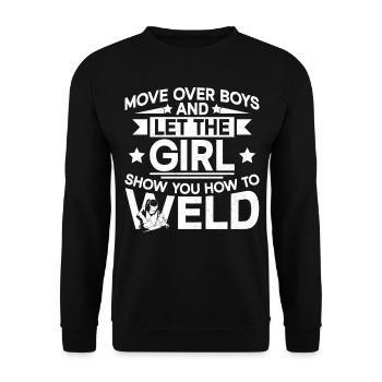 Welder Welding Female Welder - Unisex Pullover - Schwarz - Vorne - Alina (178cm) & Michal (187cm)