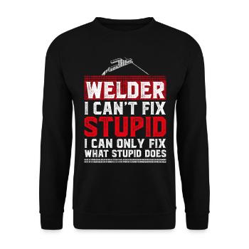 Welder Welding Vintage Welder I - Unisex Pullover - Schwarz - Vorne - Alina (178cm) & Michal (187cm)
