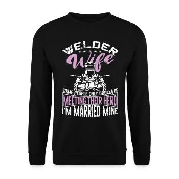 Welder Welding Marriage Wedding - Unisex Pullover - Schwarz - Vorne - Alina (178cm) & Michal (187cm)