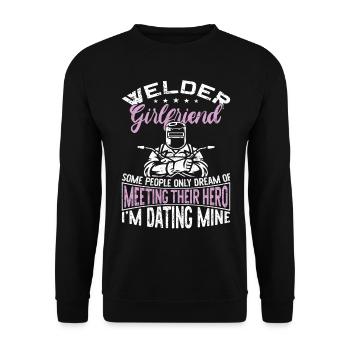 Welder Welding Vintage Welder - Unisex Pullover - Schwarz - Vorne - Alina (178cm) & Michal (187cm)