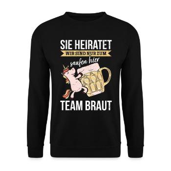 Junggesellinnenabschied Brautjungfern Team Braut P - Unisex Pullover - Schwarz - Vorne - Alina (178cm) & Michal (187cm)