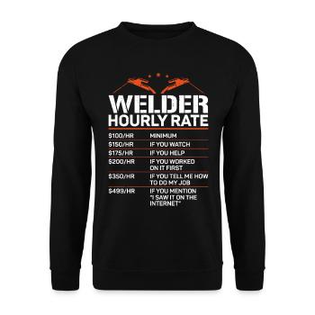 Welder Welding Vintage Welder - Unisex Pullover - Schwarz - Vorne - Alina (178cm) & Michal (187cm)