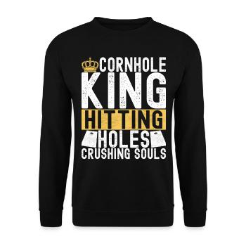 Cornhole Spieler Cornhole Board - Unisex Pullover - Schwarz - Vorne - Alina (178cm) & Michal (187cm)