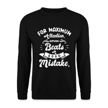 Maximale Aufmerksamkeit Gut Fehler - Unisex Pullover - Schwarz - Vorne - Alina (178cm) & Michal (187cm)