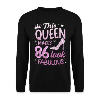 This Queen makes 86 look Fabulous 86th birthday - Unisex Sweatshirt - black - Front - Alina (178cm) & Michal (187cm)