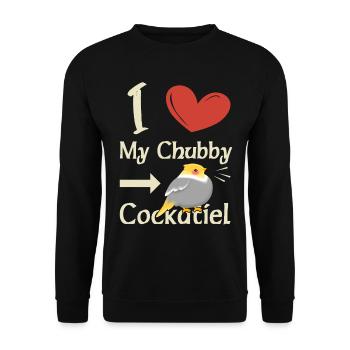I Love my Chubby Cockatiel - Unisex Pullover - Schwarz - Vorne - Alina (178cm) & Michal (187cm)