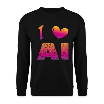 i love ai - Unisex Pullover - Schwarz - Vorne - Alina (178cm) & Michal (187cm)
