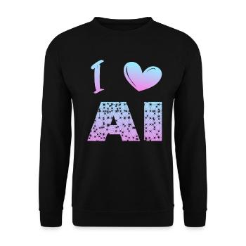i love ai - Unisex Pullover - Schwarz - Vorne - Alina (178cm) & Michal (187cm)